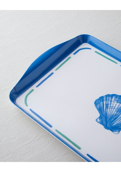Shellwave Melamin Tepsi 24X39 cm Mavi - Yeşil
