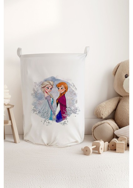 Elsa Anna Desenli Çocuk ve Bebek Odası Düzenleyici Oyuncak Veya Kirli Sepeti TLAS-306