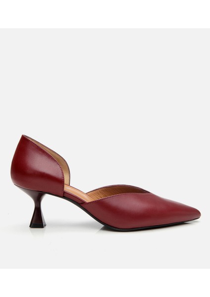 01AYH304200A780 KADIN Deri Bordo Ince Topuklu Stiletto