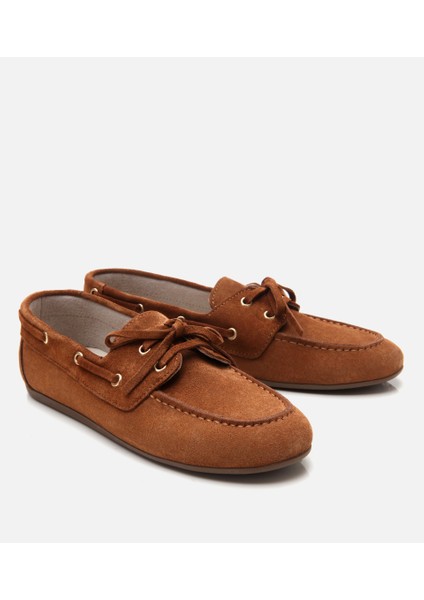 01AYH310870A370 KADIN Deri Taba Bağcıklı Günlük Loafer