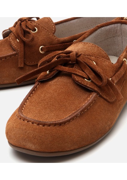 01AYH310870A370 KADIN Deri Taba Bağcıklı Günlük Loafer