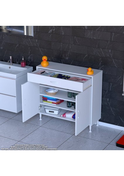 90 x 88 x 32,5 Cm’lik 1 Çekmece 1 Kapak 3 Raf 4 Göz Raf,organizatör Mutfak Dolabı Çok Amaçlı Dolap