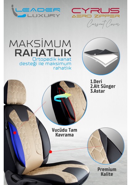 seat Toledo Uyumlu Lüx Deri Detaylı Oto Koltuk Kılıfı Ön Arka Takım Venüs Bej Siyah Auto Good Store modelleri