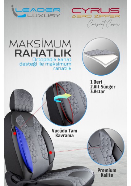 Daihatsu Terrios Uyumlu Lüx Deri Detaylı Oto Koltuk Kılıfı Ön Arka Takım Venüs Füme Auto Good Store modelleri