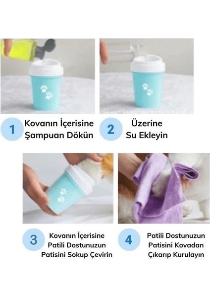 Silikon Jel Fırçalı Kedi Köpek Pati Ayak Temizleme Kovası Büyük ( Lisinya )