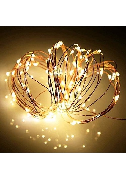 Peri LED Işık 10 Metre (Sarı) Pilli + 50 Adet Küçük Mandal