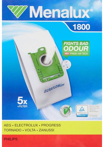 1800, 5 Staubbeutel, Duraflow Fresh Mit Anti-Odour, Passend U.a. Für S-Bag, Ultrasilencer, Classicsilence, Asp 71, Apf 61, Essensio, Ergoclassic, Us, Acs, Aeo, Ap