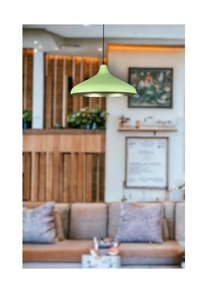 Özel Tasarım Modern Dekoratif Cafe Sarkıt Cafe - Mutfak Tekli Avize (Yeşil Gold)