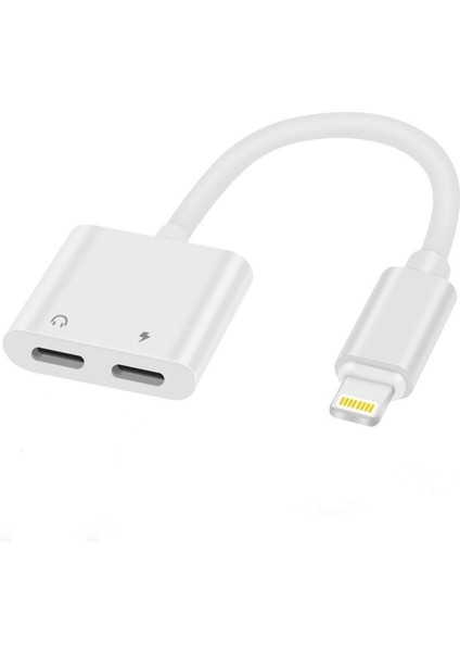 iPhone ile Uyumlu Lightning 2in1 Şarj Kulaklık Dönüştürücü Jack Adaptör Şarj Çoğaltıcı Splitter Şarj Çıkışı Çoğaltıcı No 160