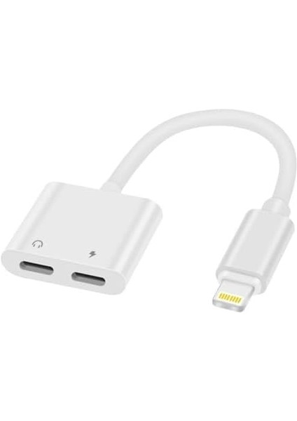 iPhone ile Uyumlu Lightning 2in1 Şarj Kulaklık Dönüştürücü Jack Adaptör Şarj Çoğaltıcı Splitter Şarj Çıkışı Çoğaltıcı No 160