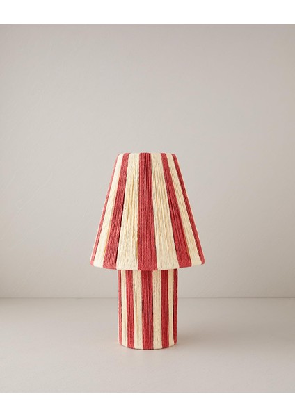 Home Colorful Striped Kağıt Ip Abajur Kırmızı - Krem