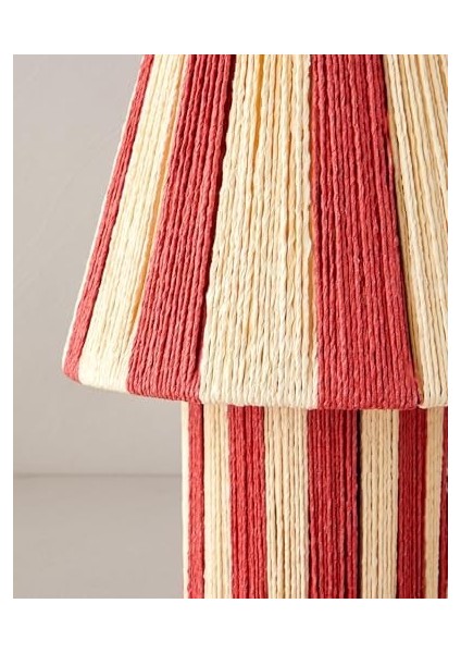 Home Colorful Striped Kağıt Ip Abajur Kırmızı - Krem