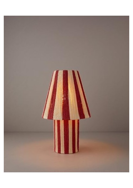 Home Colorful Striped Kağıt Ip Abajur Kırmızı - Krem