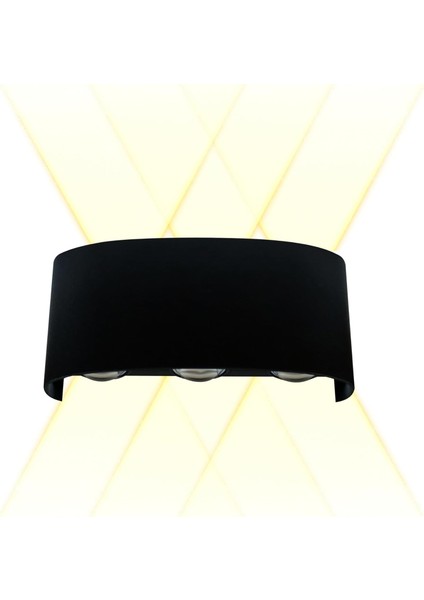 LED Modern Tasarımlı Dekoratif Çift Yönlü Bahçe Aplik - Iç ve Dış Mekan Aydınlatma Için 6 Watt - 9 Watt (9 Watt | 16 Cm, Adet, 2)