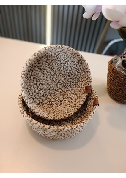 2'li Dekoratif ve Çok Amaçlı Organizer Örgü Kordon Sepet Seti modelleri