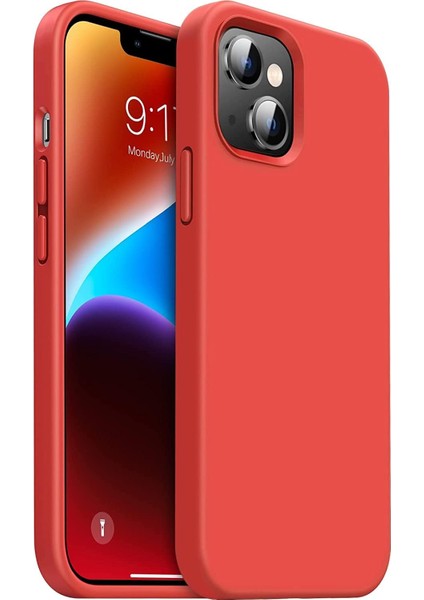 Trend Apple iPhone 14 Kılıf 6.1 Içi Kadife Lansman Silikon Kılıf Şok Emici Full Kasa Koruma Sağlayan Kılıf - Liquid Silicone Case Compatible With iPhone 14 6.1 Inch Gel Rubber Full Body Protection Cover Case Drop Protection Case Kırmızı