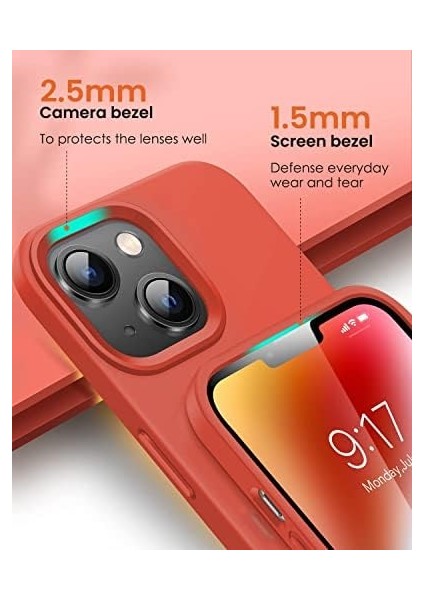 Trend Apple iPhone 14 Kılıf 6.1 Içi Kadife Lansman Silikon Kılıf Şok Emici Full Kasa Koruma Sağlayan Kılıf - Liquid Silicone Case Compatible With iPhone 14 6.1 Inch Gel Rubber Full Body Protection Cover Case Drop Protection Case Kırmızı