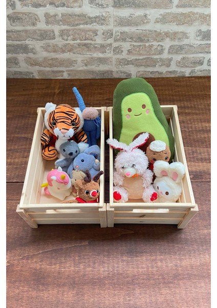 2 Adet Çocuk Odası Toparlayıcı- Oyuncak Toparlayıcı Ahşap Sepet-Organizer fırsatları