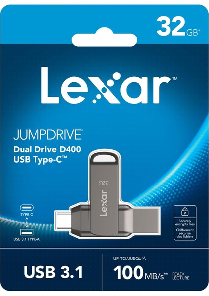 32 GB Jumpdrive Dual Drive D35C USB 3.0 Type-C, Flash Sürücü