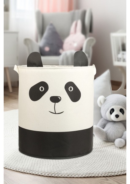 Panda Tasarımlı Filesiz Bebek Çocuk Odası Düzenleyici Saklama Kutusu Oyuncak Kirli Sepeti 37X40
