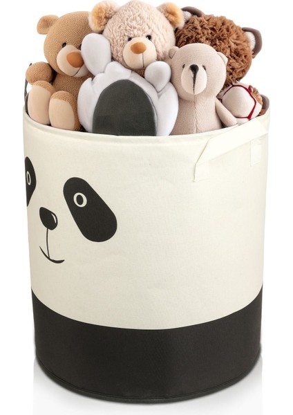 Panda Tasarımlı Filesiz Bebek Çocuk Odası Düzenleyici Saklama Kutusu Oyuncak Kirli Sepeti 37X40