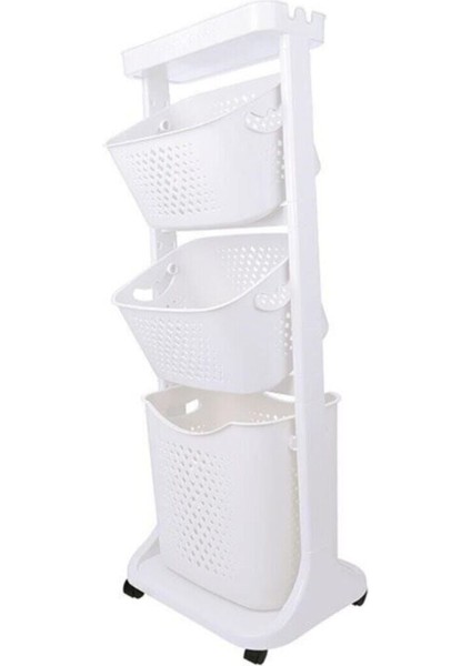 Leon Life Kat Kat Sepet Sebzelik Organizer Tekerlekli Mutfak Rafı (Soft Gri) fırsatları