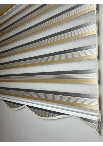 Dilimli Iki Renk-Gri/krem Ev-Ofis Perdesi Aluminyum Sistem – Şık & Kullanışlı Perde (Alüminyum Sistem)