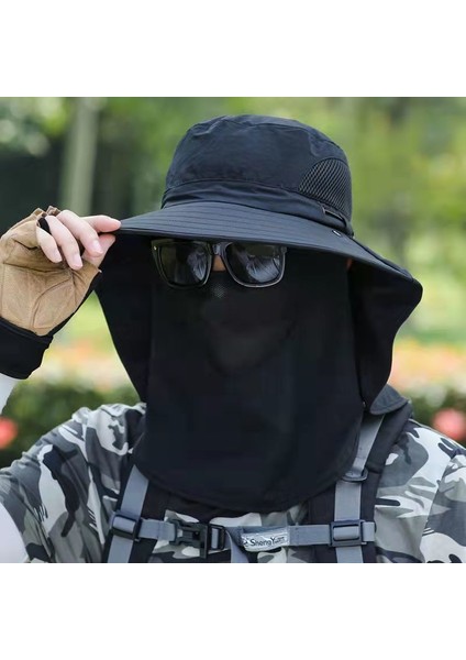 Güneş Siperliği Şapka Erkek Erkek Modelleri Erkek Balıkçı Şapkası Güneş Perdesi Güneş Perdesi Su Geçirmez Şapka Yüz ve Boyun Koruma Şapkası (Yurt Dışından)