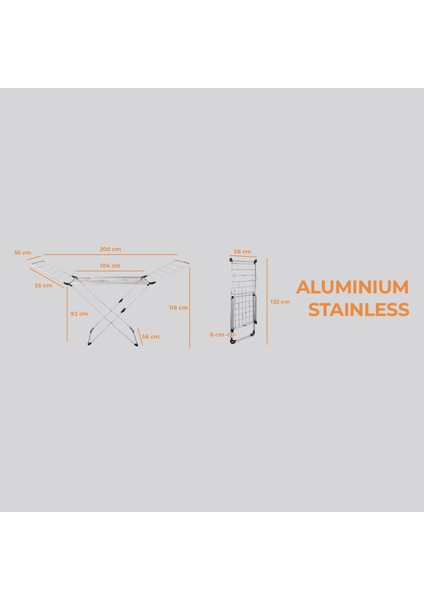AHDRY1401 Wıng Alüminyum Çamaşır Kurutmalık