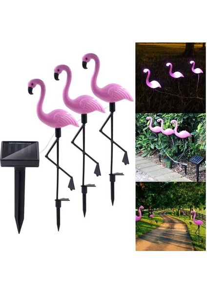 3 Adet / Takım Flamingo Figür LED Güneş Işıkları - Pembe (Yurt Dışından)