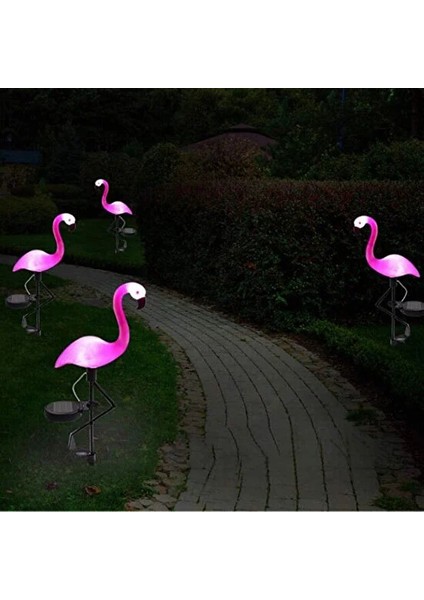 3 Adet / Takım Flamingo Figür LED Güneş Işıkları - Pembe (Yurt Dışından)
