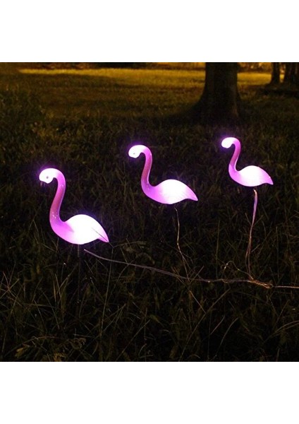 3 Adet / Takım Flamingo Figür LED Güneş Işıkları - Pembe (Yurt Dışından)