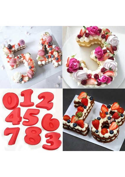 9 Parçalı Silikon Numara Kalıp Seti Kek Pişirmek Için, Silikon Kek Tepsisi, Büyük Boy 25 Cm, Isıya Da Lı -40 Ila 230 °c (Yurt Dışından) modelleri