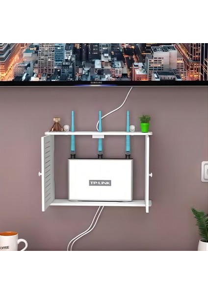Tv Set Üstü Kutusu Duvara Monte Yönlendirici Saklama Kutusu (Yurt Dışından)