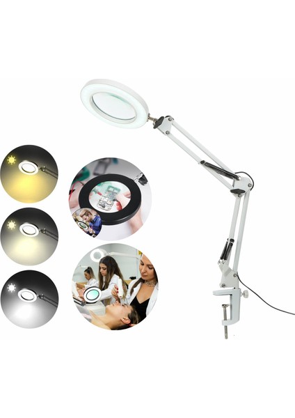 Masa Üstü Katlanabilir 10X Işıklı Büyüteç USB 3 Renkli Bakım Güzellik LED Lambası fiyatları