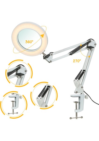 Masa Üstü Katlanabilir 10X Işıklı Büyüteç USB 3 Renkli Bakım Güzellik LED Lambası modelleri