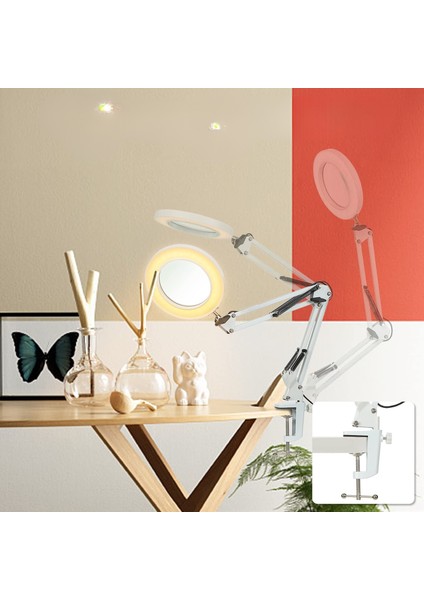 Masa Üstü Katlanabilir 10X Işıklı Büyüteç USB 3 Renkli Bakım Güzellik LED Lambası fırsatları