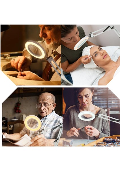 Masa Üstü Katlanabilir 10X Işıklı Büyüteç USB 3 Renkli Bakım Güzellik LED Lambası indirimleri