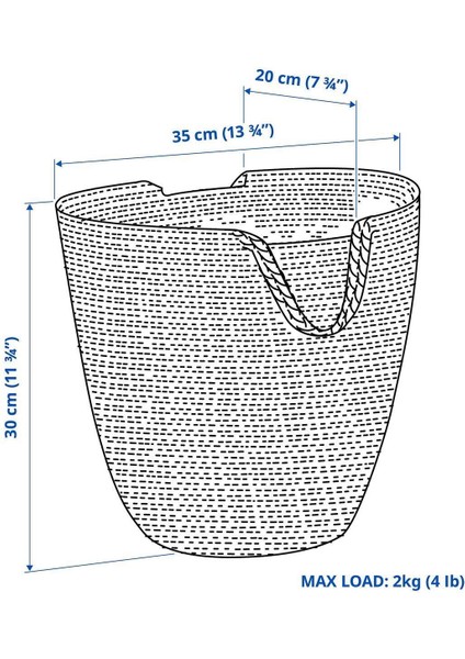 Sepet, Jüt Derinlik: 20 cm Yükseklik: 30 cm Genişlik: 35 cm Maks. Yük: 2 kg fırsatları