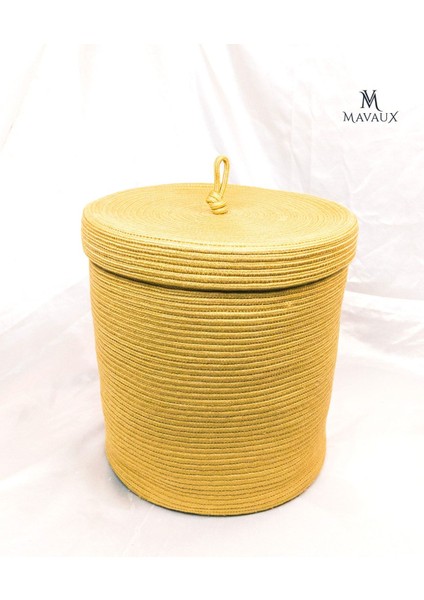 Çok Amaçlı,kapaklı 40CM-36CM Büyük Boy Sepet, Jüt, Hasır, Dokuma Sepet, Düzenleyici