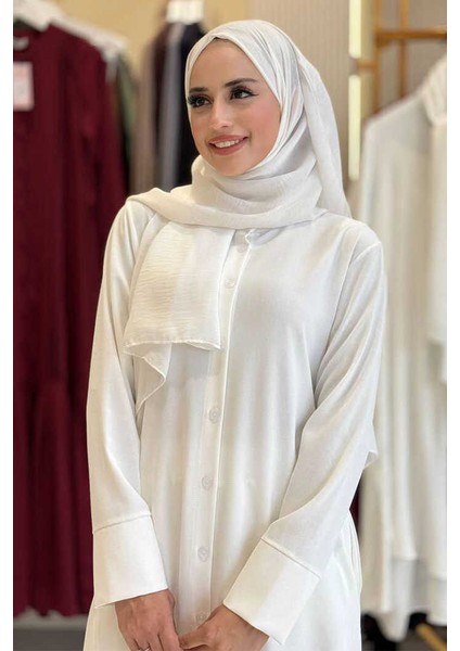 Düğmeli Cepli Tunik ve Pantolon Ikili Takım 8682 Ekru