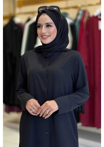 Düğmeli Cepli Tunik ve Pantolon Ikili Takım 8682 Siyah