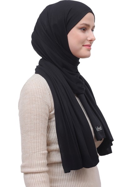 Tesettür Penye Şal Düz-Siyah