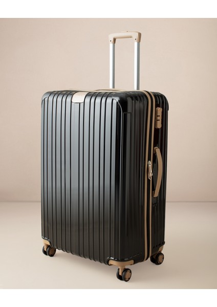 Chest Valiz/bavul - Siyah/bej - Büyük Boy