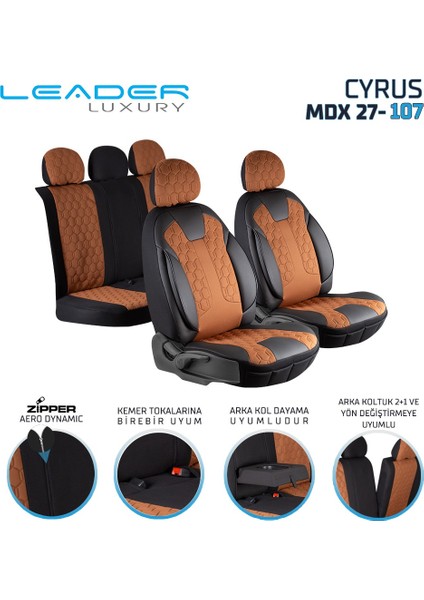 Volvo XC40 Uyumlu Lüx Deri Detaylı Oto Koltuk Kılıfı Ön Arka Takım Venüs Tarçın Autogoodstore