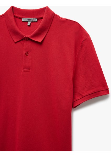 Kısa Kollu Pamuklu Pike Kumaş Polo Yaka Slim Fit Tişört indirimleri