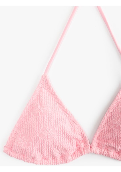 Fitilli Floral Dokulu Boyundan Bağlamalı Üçgen Bikini Üstü fiyatları