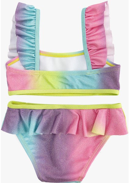 Parlak Askılı Fırfırlı Bikini Takımı