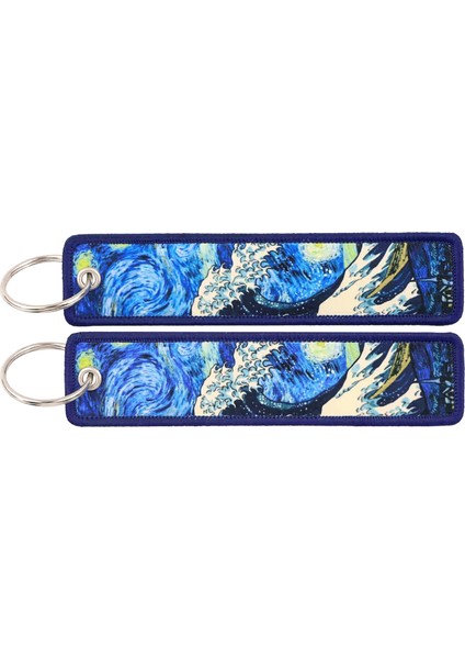 Van Gogh Nakış Anahtarlıklar Japon Dalgaları Anahtar Etiketleri Motosikletler Arabalar Için Anahtarlık Anahtarlık Aksesuarlar Takı Chaveiro Hediyeler Renk: 5 / Boyut: 3CMX13 cm (Yurt Dışından)
