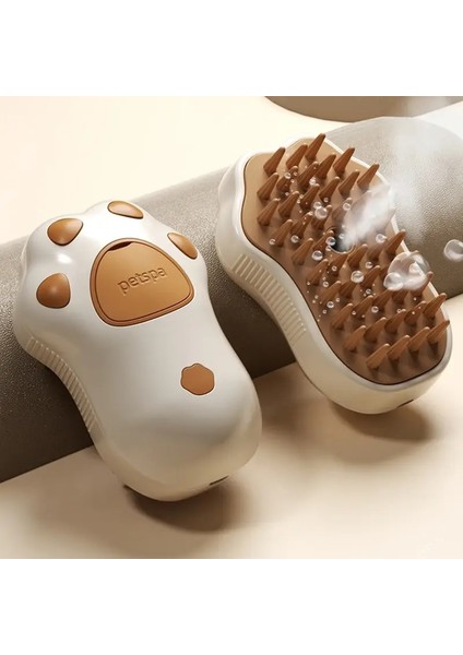 3IN1STEAMPETDOGBRUSHCAT Buharlı Fırça Elektrik Spreyi Kedi Saç Fırçası Tarak: Süt Kahvesi (Yurt Dışından)
